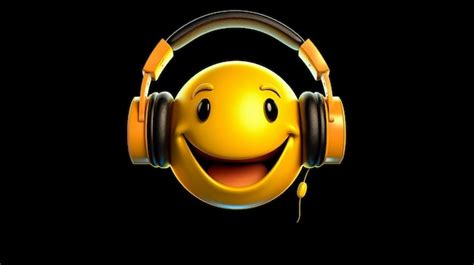 O Emoji Smiley Listen Music Apresenta Um Rosto Amarelo Olhos Usando