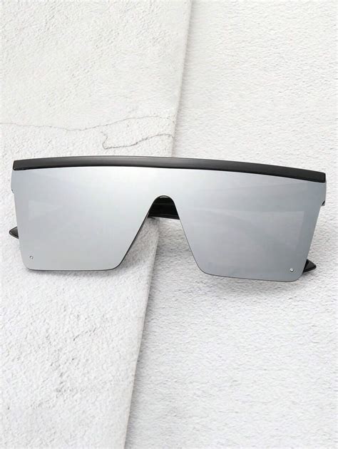 1 Stück Herren Acryl Geometrie Ein Stück Flach Top Sonnenbrille