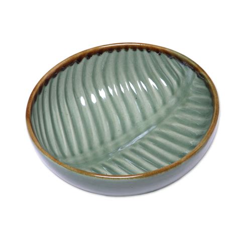 UNICEF Market Ceramic Banana Leaf Condiment Bowls Set Of 4 Banana