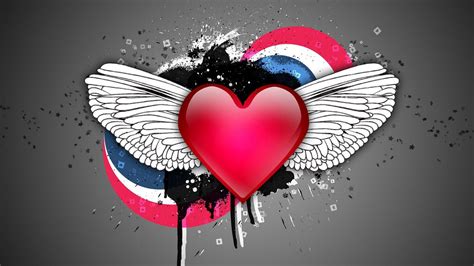 Wallpaper heart, wings, spots, colorful hd, picture, image