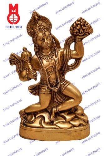 Golden (Gold Plated) Hanuman Flying W/Rock Statue, | ID: 2088694962