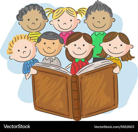 Cartoon little kid reading book Royalty Free Vector Image