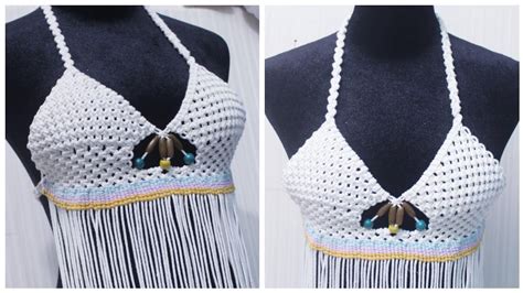 DIY Macrame Bikini Top Macramé Tutorial for beginner by TNARTNCRAFTS