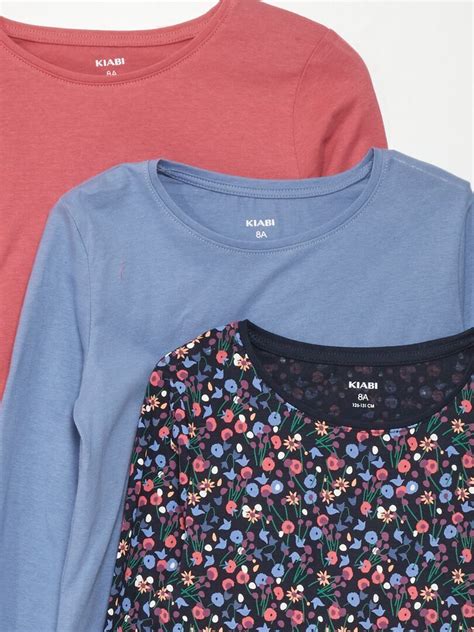 Lot De Tee Shirts Manches Longues Bleu Bleu Marine Rose Kiabi