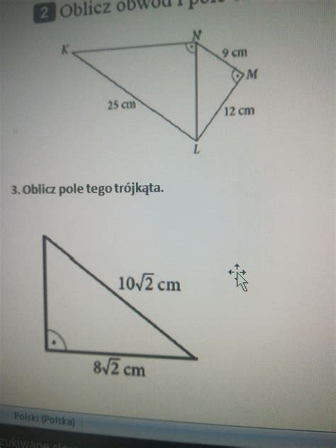 Twierdzenie Pitagorasa Oblicz Pole Tego Tr Jk Ta Brainly Pl