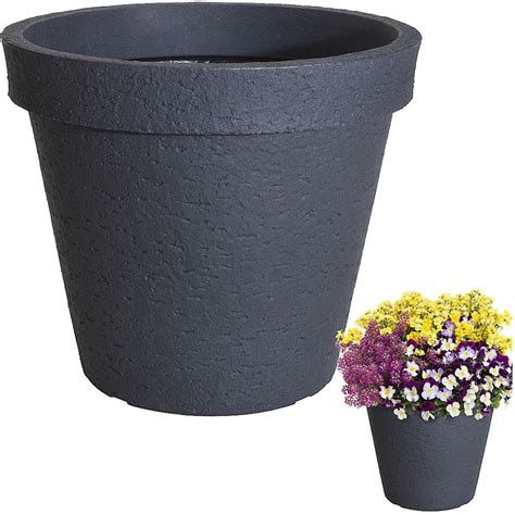 Blumentopf Pflanzentopf Gro Rund F R Au Enbereich Garten Grau Cm