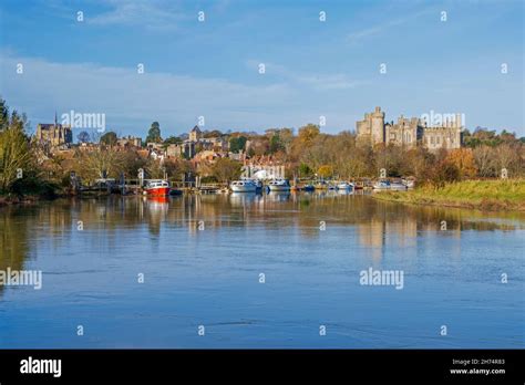 Arundel Castle And Boats On The River Arun Arundel West Sussex