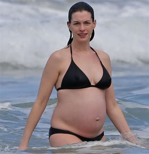 Pregnant Anne Hathaway In Bikini At A Beach In Hawaii