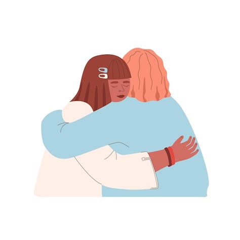 Premium Vector Female Friend Hug Women Embracing Each Other