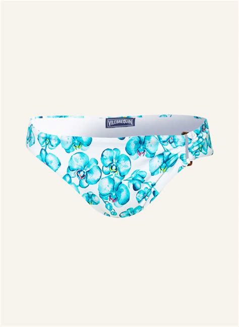 Vilebrequin Basic Bikini Bottoms Orchidees Loon In White Turquoise