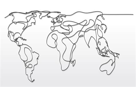 World Map Outline In One Stroke Art 20769235 Vector Art At Vecteezy