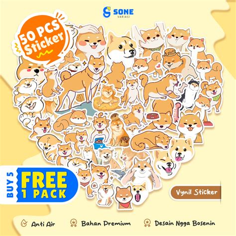 Jual SONE VARIASI 50 PCS STICKER PACK SHIBA INU STIKER HEWAN