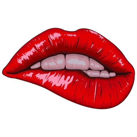 Ilustración Realista De Labios Vector Premium