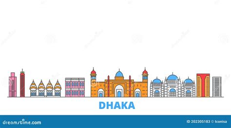 Bangladesh Dhaka Architecture Line Skyline Illustration Linear Vector