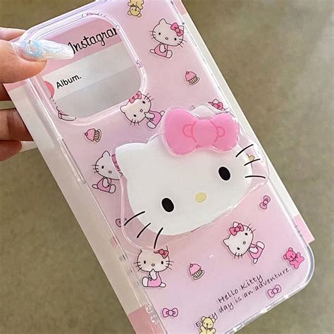 Cute Sanrio Hello Kitty Cartoon Cat Iphone 15 Case Kawaii 14promax Iphone13 12 Anime Figure Anti