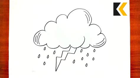 How To Draw Cloud With Thunder And Storm Draw Weather Easily Youtube