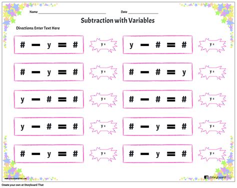 Exciting And Colorful Variables Worksheet Template Design