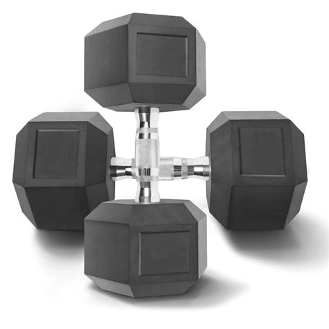 Rubber Coated Solid Steel Cast-Iron Pair Dumbbells, Rubber Hex