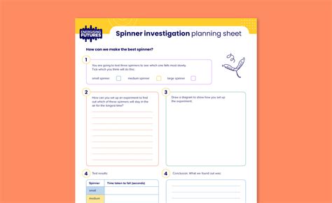 Spinner investigation planning sheet | Energising Futures