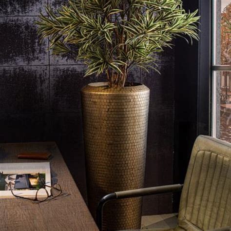 Luxe Plantenpot Xxl Goud Patina Look Grote Bloempot Voor Binnen