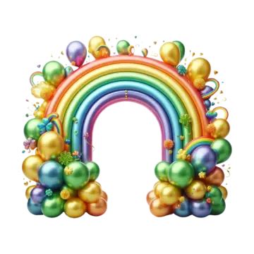 Rainbow Balloons Arch Isolated On Transparent Balloons Rainbow