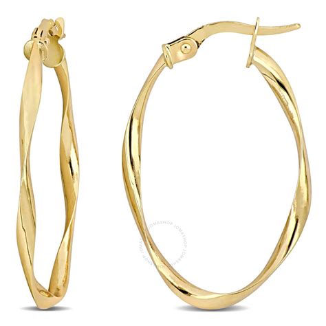 Amour Mm Twisted Hoop Earrings In K Yellow Gold Jms