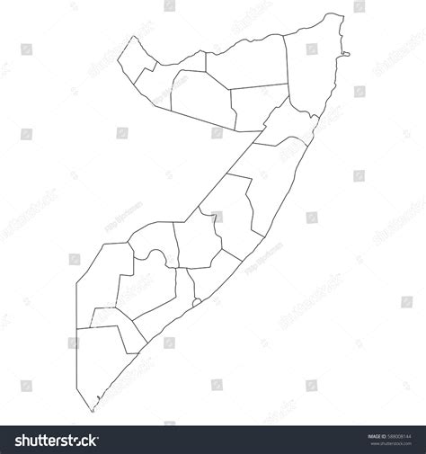 Vektor Stok High Detailed Vector Map Countiesregionsstates Somalia