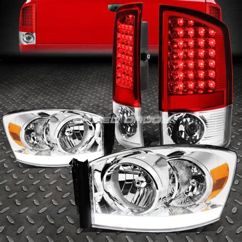 CHROME HOUSING AMBER Headlight Drl Red Full Led Tail Light For 07 09