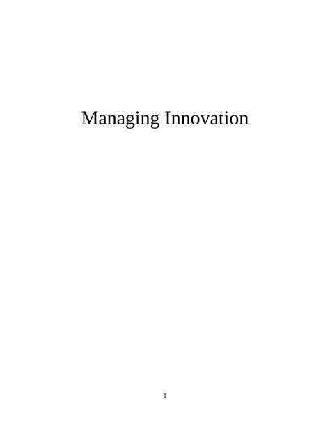 Managing Innovation Desklib