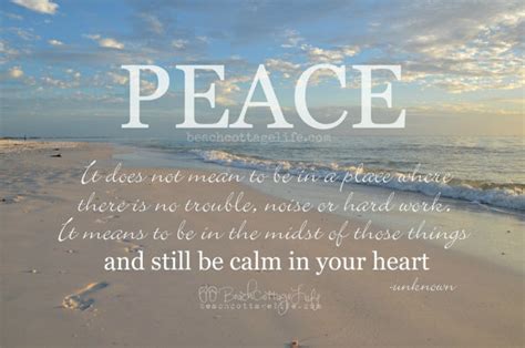 Peace Calm In Your Heart Motivational Quote Sunset Coastal Home