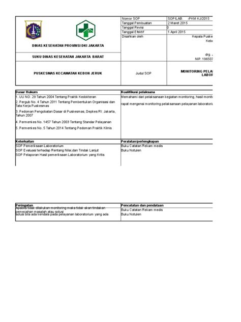 8145 Sop Monitoring Hasil Monitoring Tindak Lanjut Monitoring Pdf