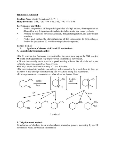 Synthesis Of Alkenes I Reading Wade Chapter 7 Sections 7 9 7