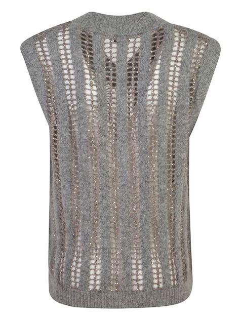 Brunello Cucinelli Sequin Embellished Vest Grey FARFETCH UK