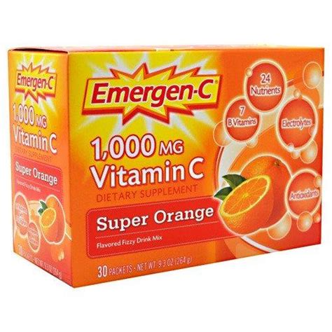 Emergen C Super Orange Fizzy Drink Mix Vit C 1000mg 30ct Box King S Pharmacy