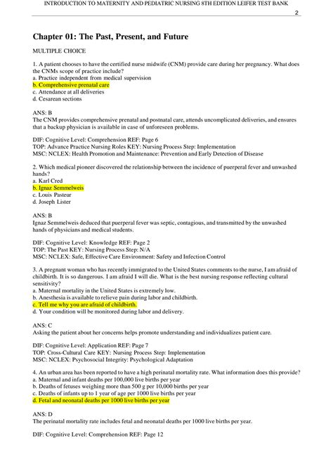 SOLUTION Test Bank For Introduction To Maternity And Pediatric Nursing