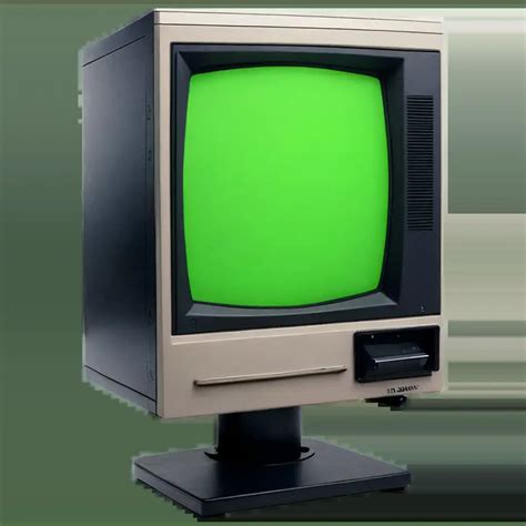 Vintage Crt Monitor Png With Bright Green Screen Nostalgic Technology