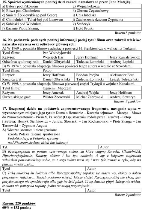 Nr kodowy ucznia Losy żołnierza i dzieje oręża polskiego w latach Od