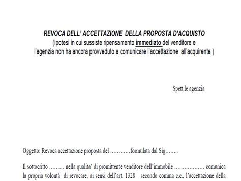 MODULO REVOCA DELL ACCETTAZIONE DELLA PROPOSTA DACQUISTO