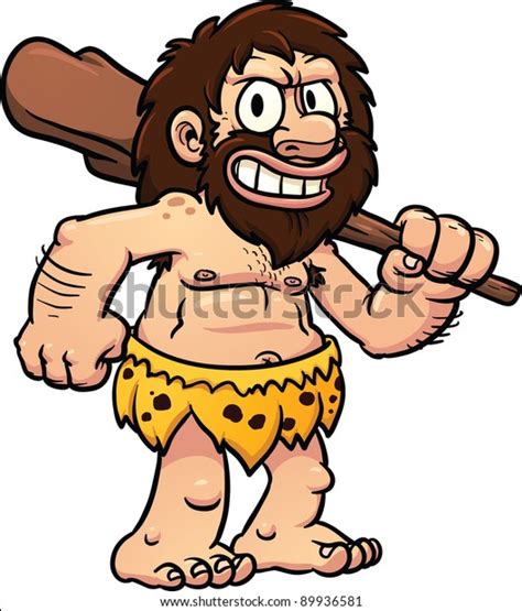 Cartoon Caveman Holding Club Vector Illustration Stock Vector (Royalty ...