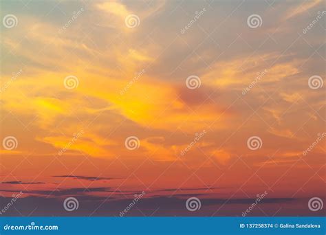 Sky During A Colorful Bright Orange Sunset Stock Photo Image Of