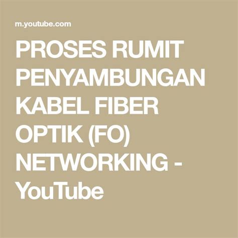 Proses Rumit Penyambungan Kabel Fiber Optik Fo Networking Youtube