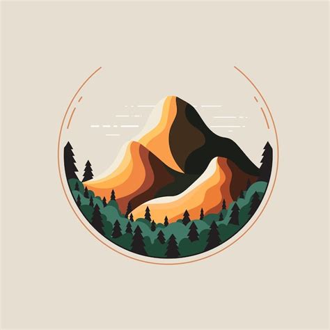 Montaña colina logo diseño naturaleza paisaje plano vector ilustración