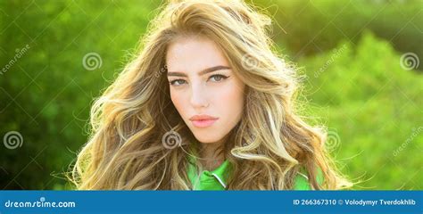 Portrait Of Sensual Woman In Spring Background Banner For Website