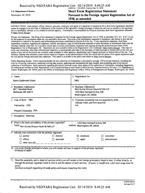 Fillable Online Us Department Of Justice Short Form Registration