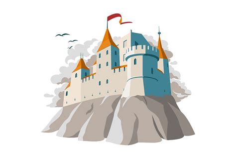 Medieval castle on hill - Kit8.net Beautiful design assets