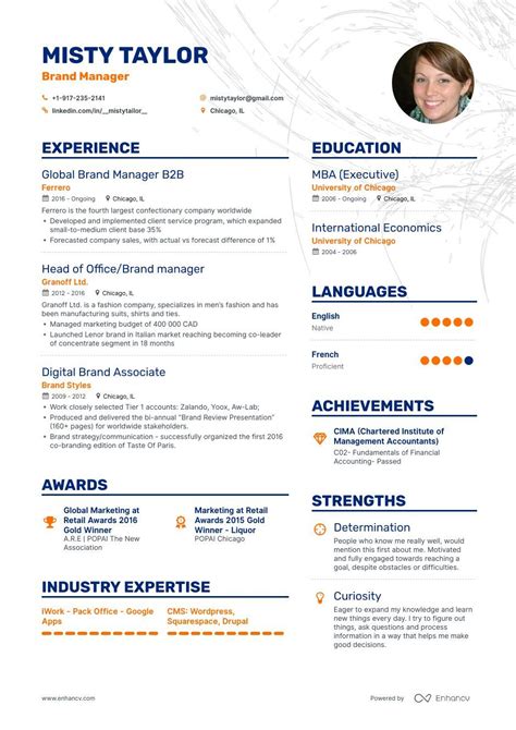 Brand Manager Resume Examples Guide For 2023 Layout Skills Keywords Job Description Artofit