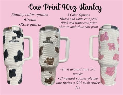 40oz Cow Print Stanley Full Bling Etsy