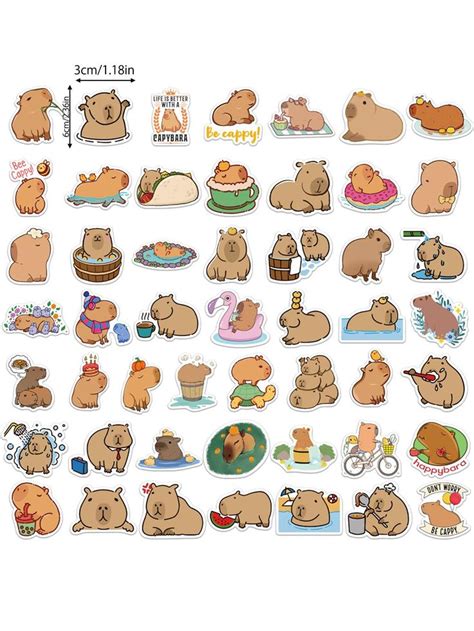 Pcs Cartoon Capybara Graffiti Stickers Capybara Cute Doodles