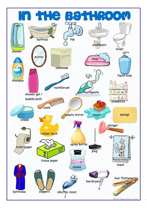 Bathroom Picture Dictionary Worksheet Free ESL Printable Worksheets