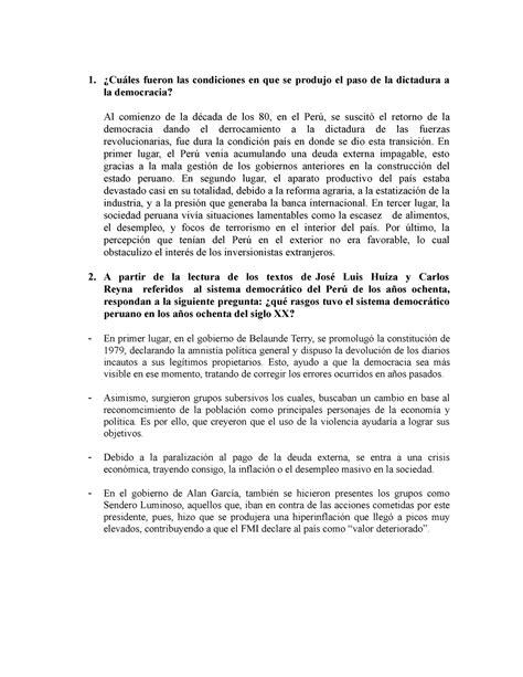 Retorno a la democracia 1 Cuáles fueron las condiciones en que se